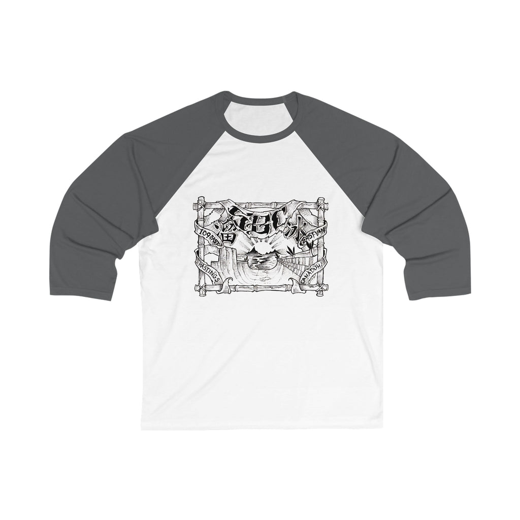 Baseball Tee — Vintage Crest Front, '109 East Hastings' Back