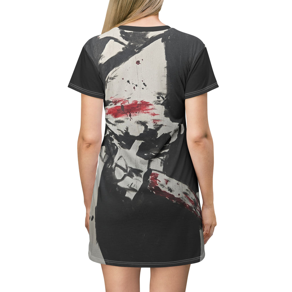 Graphic T-Shirt Dress — Dark Horror Blood Skull Design