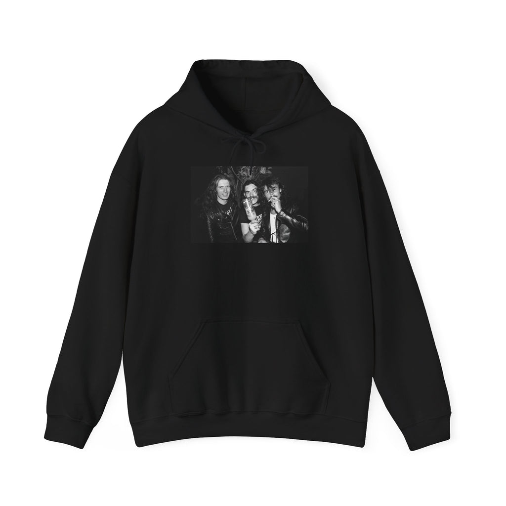 Motorhead early photos— Vintage Black & White bev davies first time being printed on clothing.
