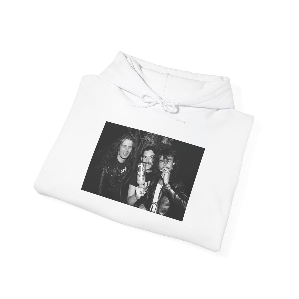 Motorhead early photos— Vintage Black & White bev davies first time being printed on clothing.