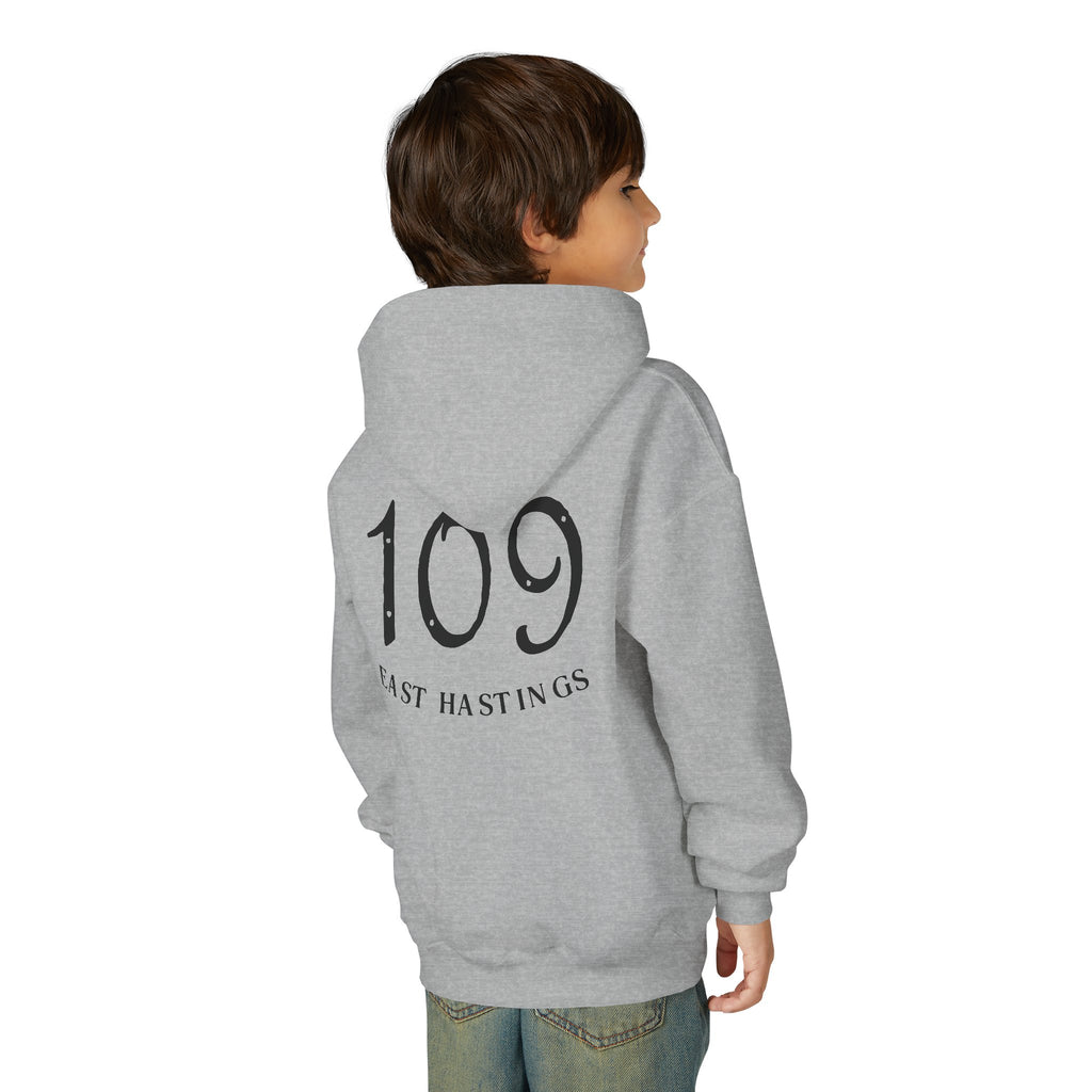 Youth Hoodie – SBC Restaurant Graphic Hoodie with '109 Last Hastings' Back Print