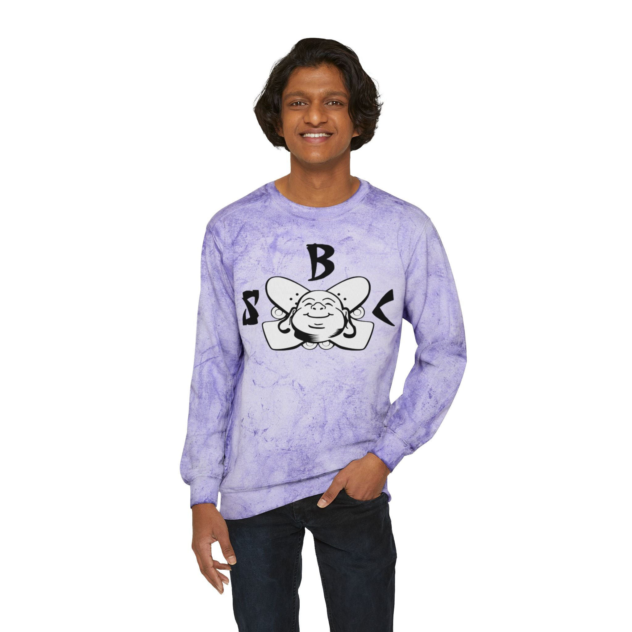 Marble Tie-Dye Crewneck Sweatshirt with Smiling Bee Logo