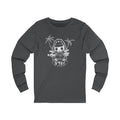 Long Sleeve Tee - Cute Dino Surf Graphic (Palm Trees, 'Surf' Design)