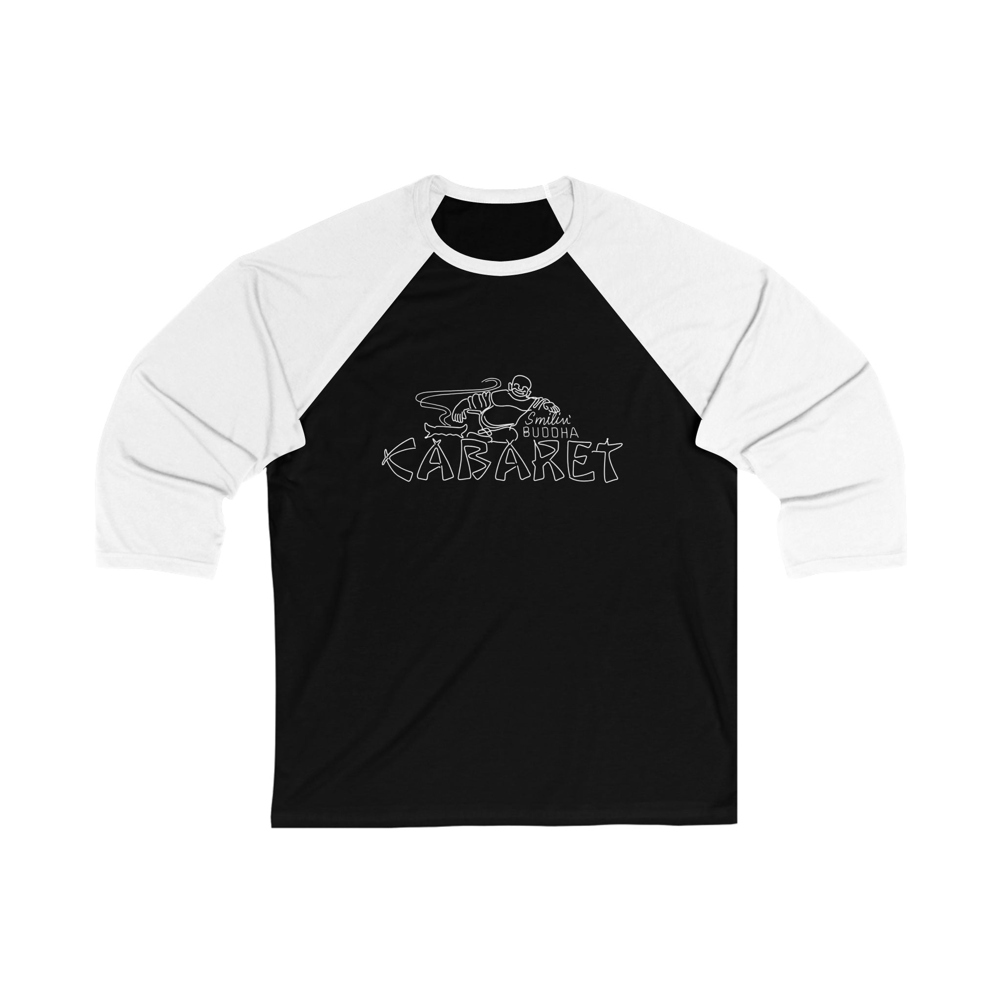 Cabaret Skeleton Baseball Tee — Vintage Gothic 3/4 Sleeve Raglan
