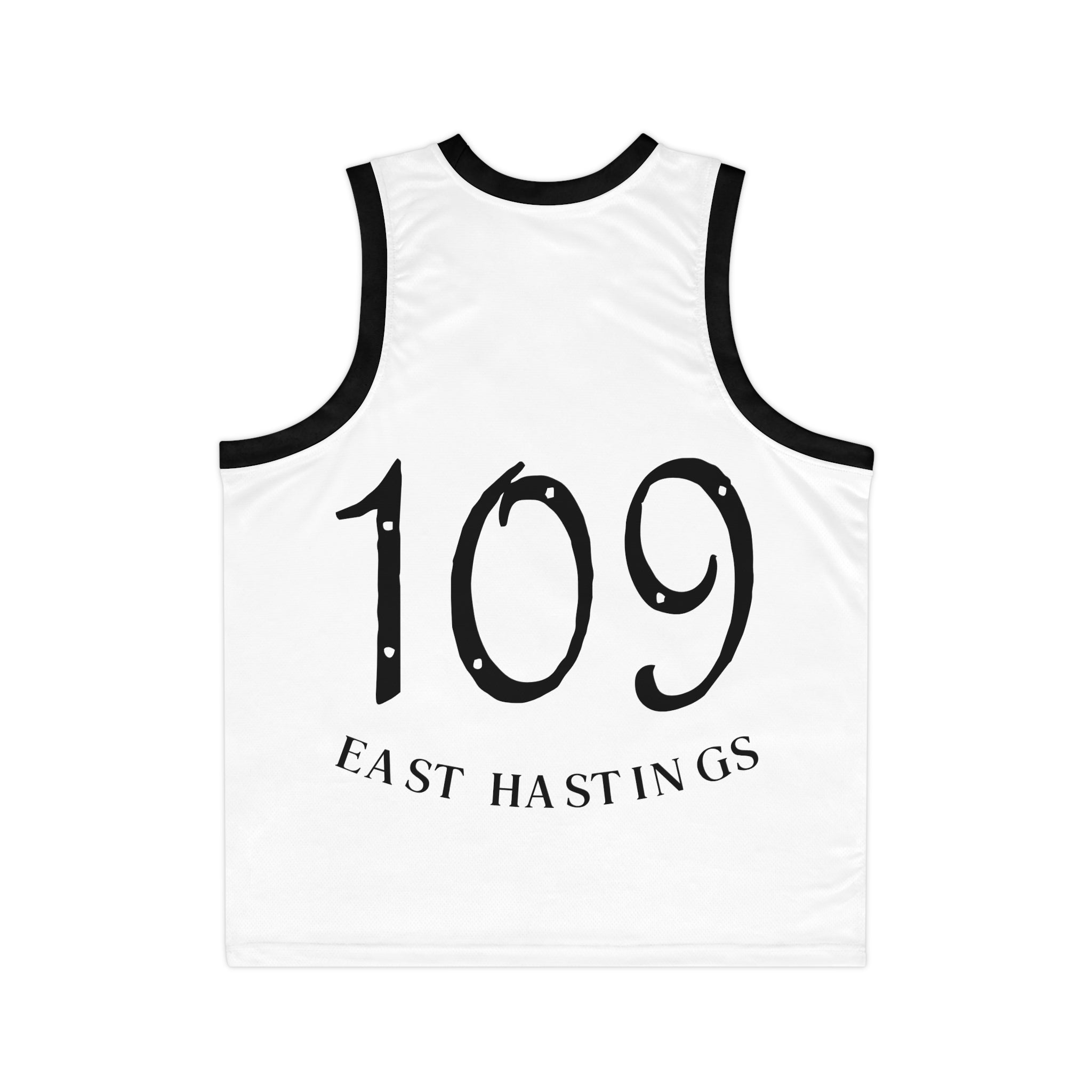 Black & White Striped Basketball Jersey — Subtle Team Crest Pattern