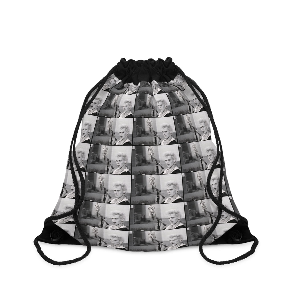Vintage Film Noir Photo Pattern Drawstring Bag — Retro Black & White Gamers/Film Fans