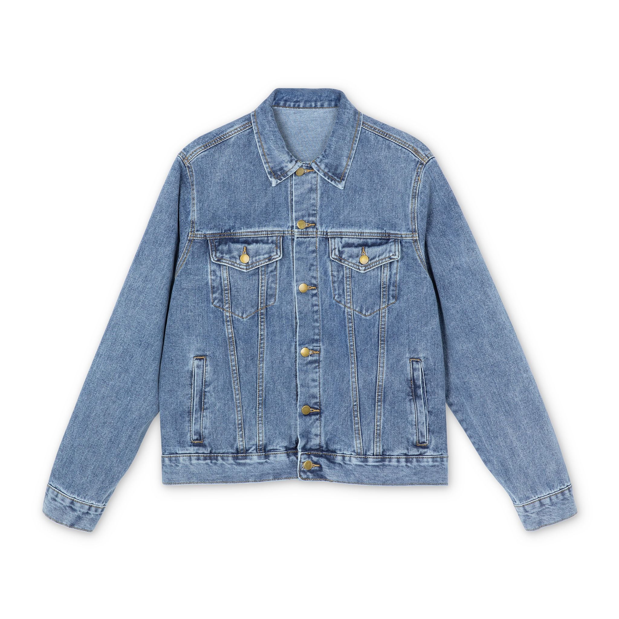 Denim Jacket — Smiling Flower Graphic Back Logo
