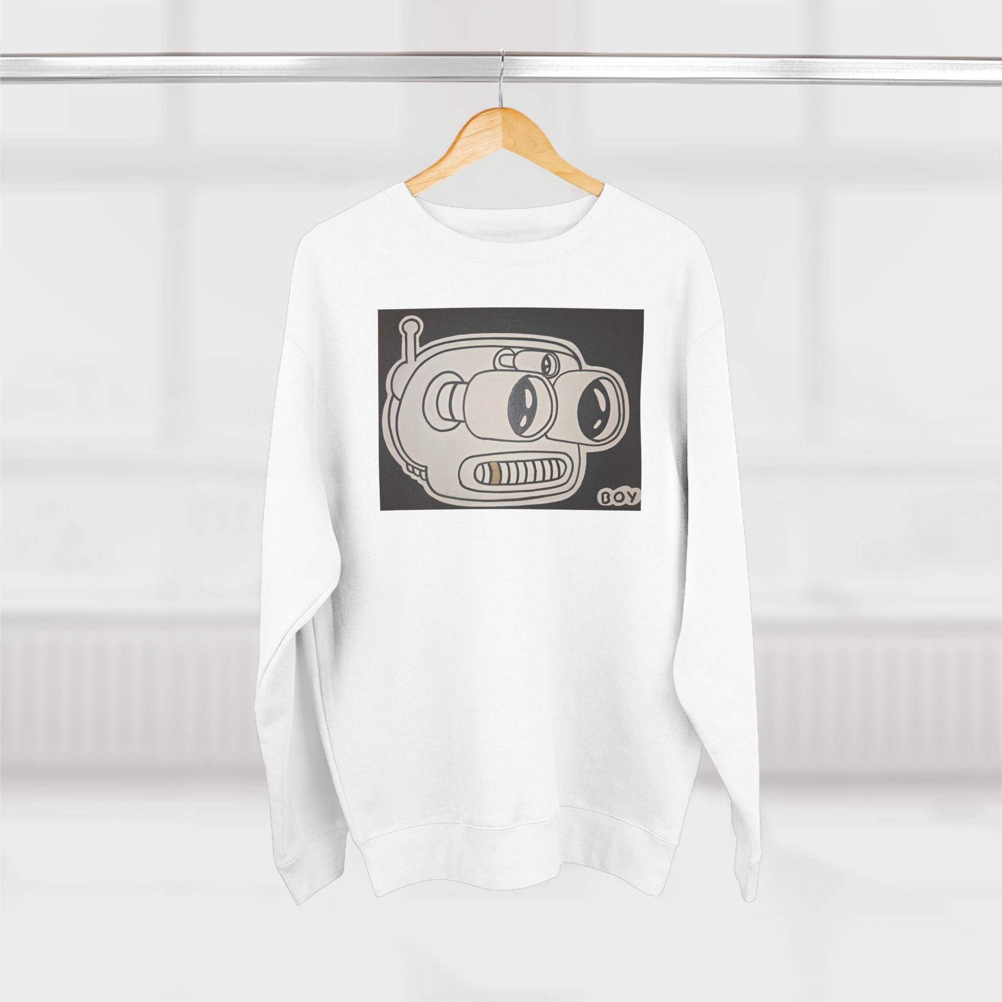 Retro Robot Crewneck Sweatshirt — Vintage Cartoon Bender Design