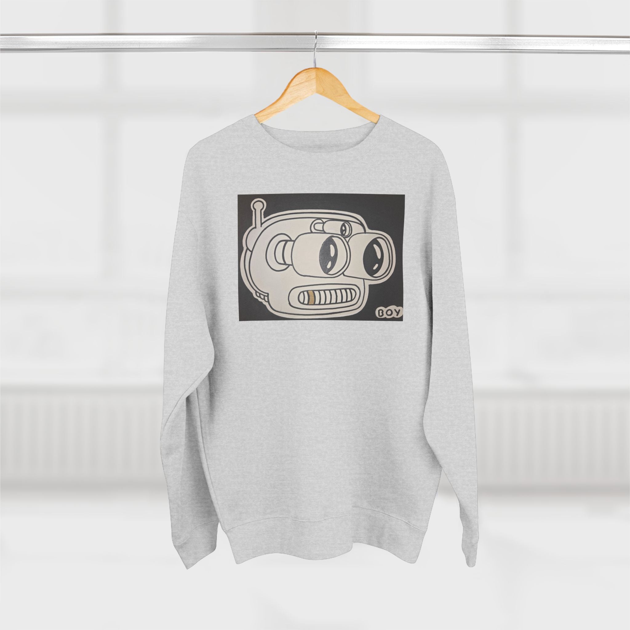 Retro Robot Crewneck Sweatshirt — Vintage Cartoon Bender Design