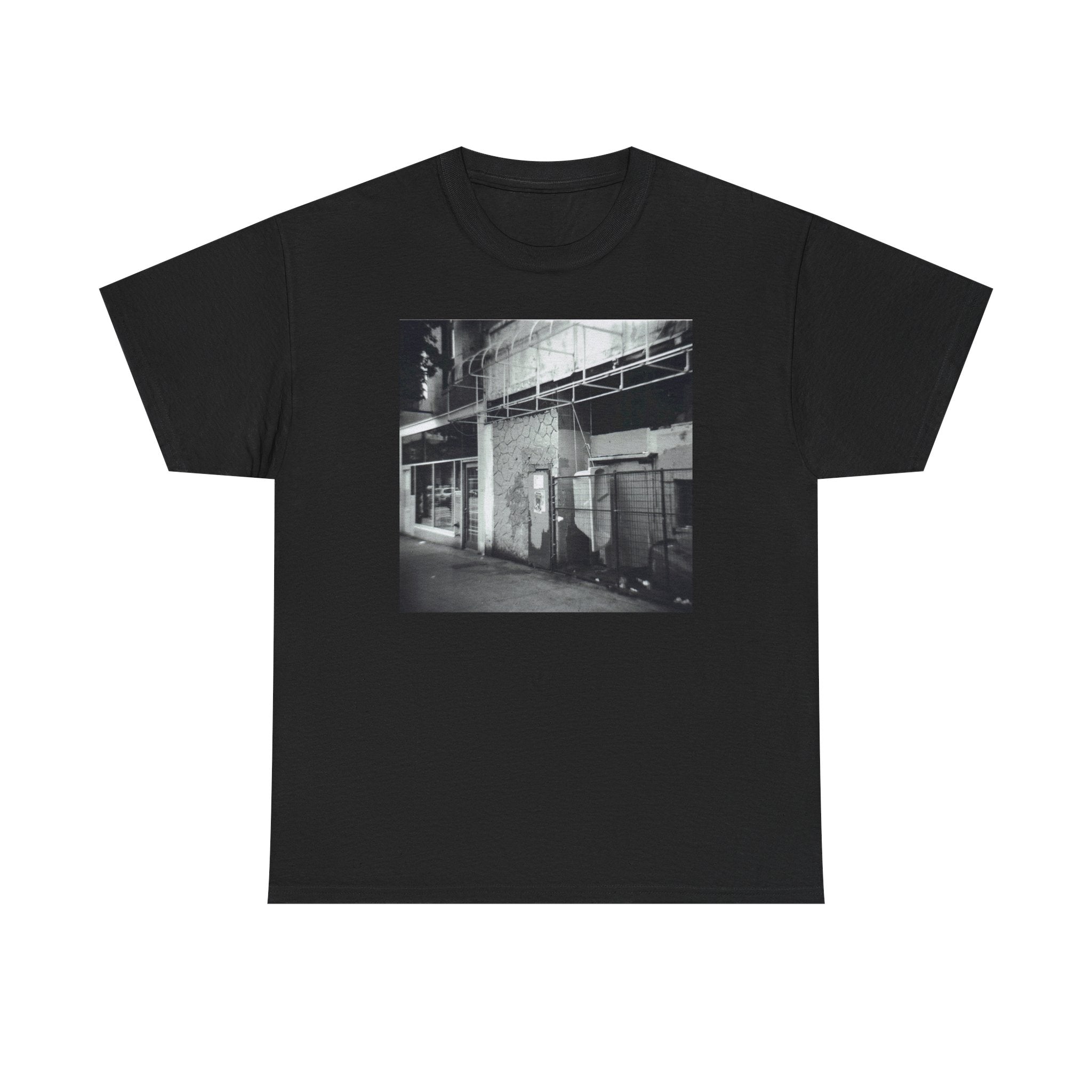 Urban Alleyway Photo Tee — Black & White Street Scene T-Shirt