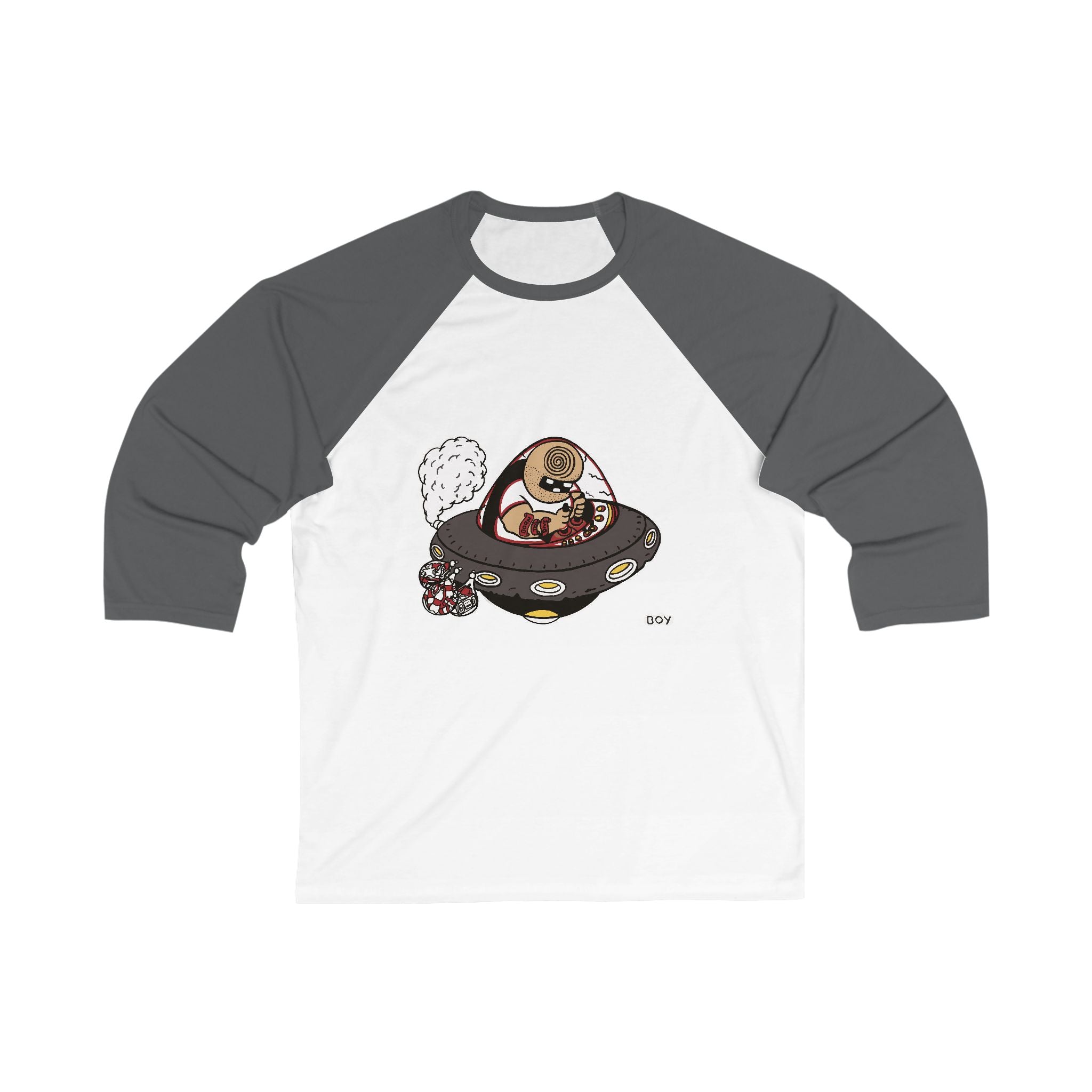 Alien Sloth UFO Baseball Tee – Cute Retro Space Graphic 3/4 Sleeve Shirt