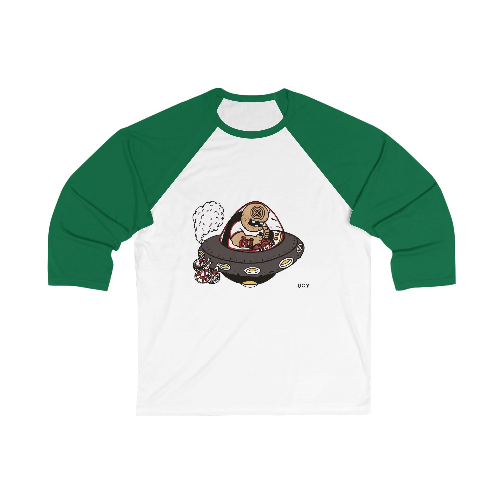 Alien Sloth UFO Baseball Tee – Cute Retro Space Graphic 3/4 Sleeve Shirt