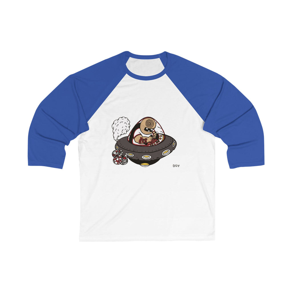 Alien Sloth UFO Baseball Tee – Cute Retro Space Graphic 3/4 Sleeve Shirt