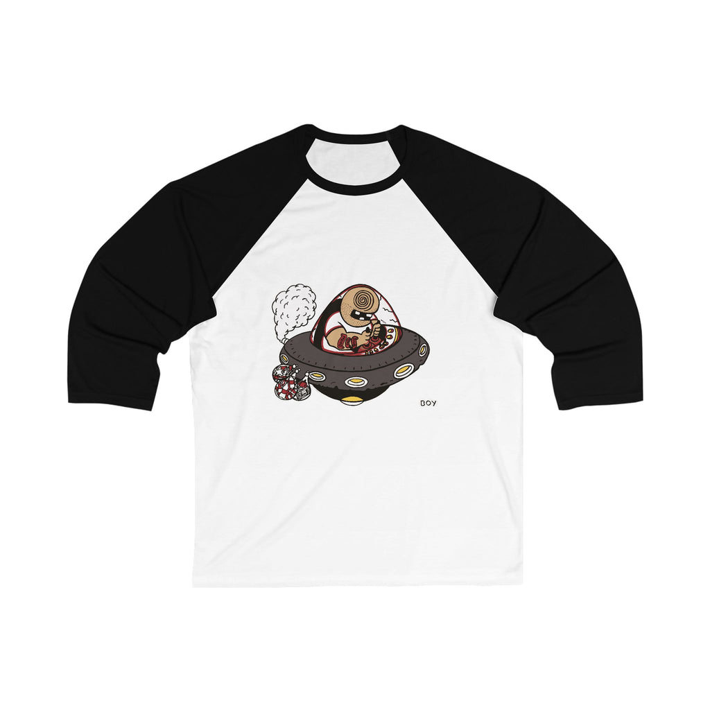 Alien Sloth UFO Baseball Tee – Cute Retro Space Graphic 3/4 Sleeve Shirt
