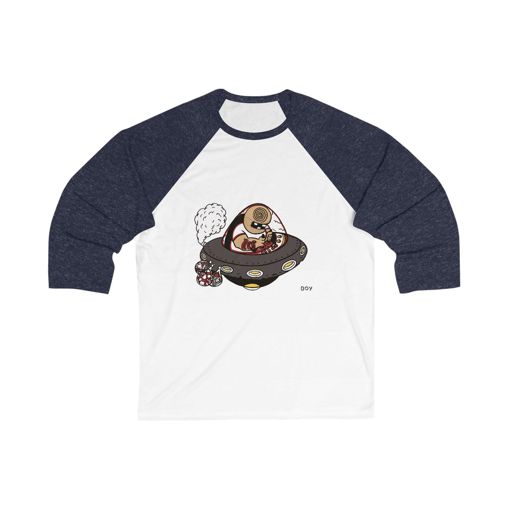Alien Sloth UFO Baseball Tee – Cute Retro Space Graphic 3/4 Sleeve Shirt