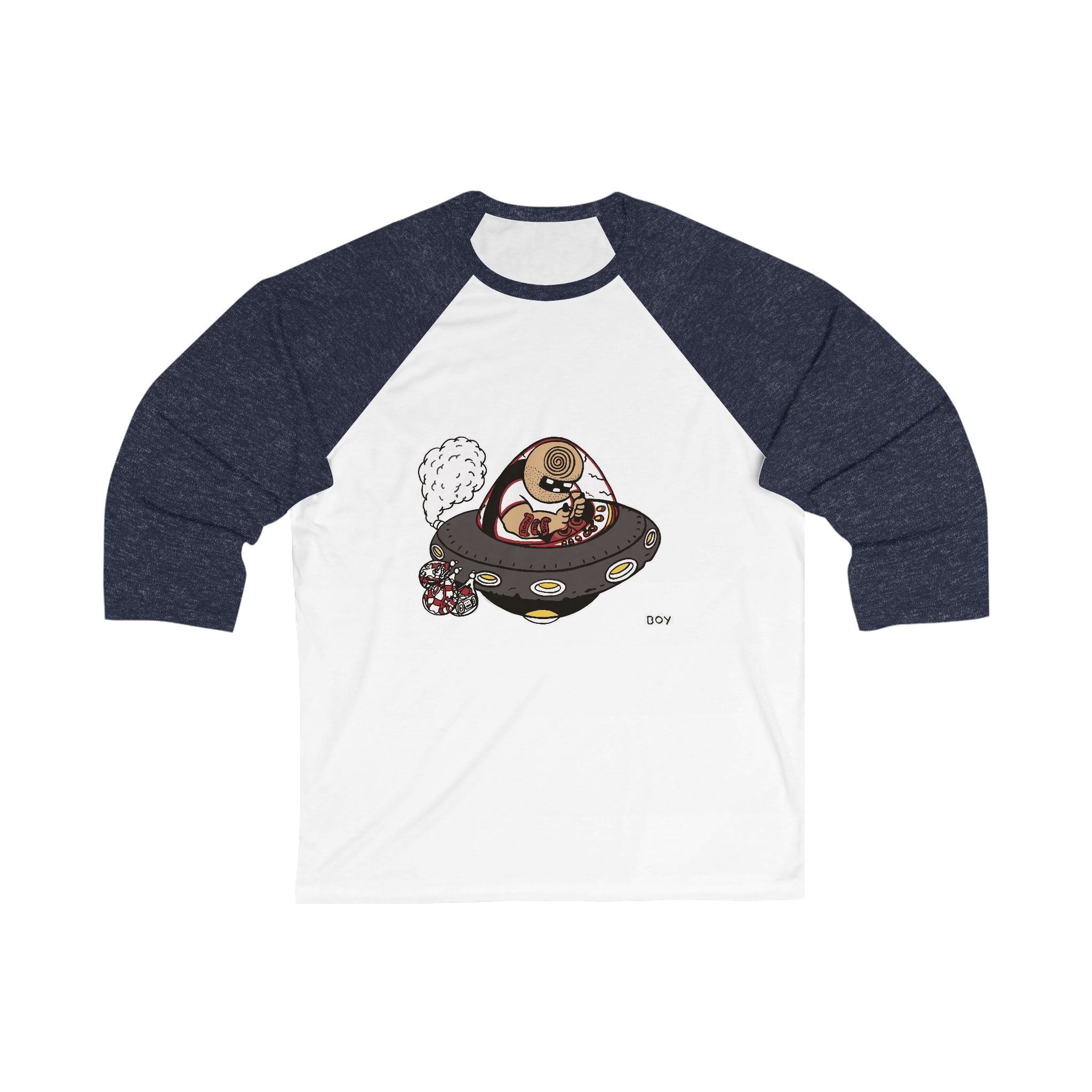 Alien Sloth UFO Baseball Tee – Cute Retro Space Graphic 3/4 Sleeve Shirt