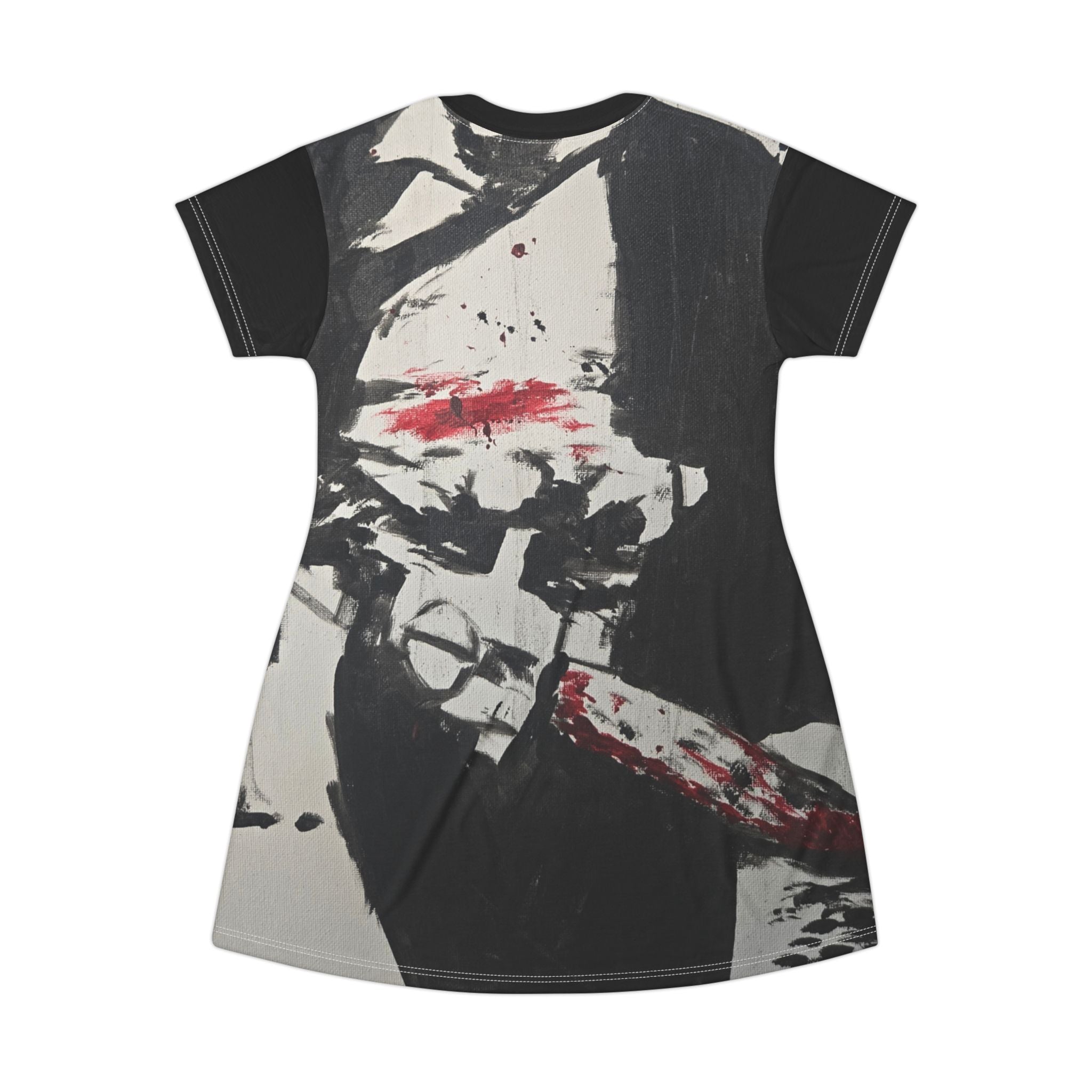 Graphic T-Shirt Dress — Dark Horror Blood Skull Design