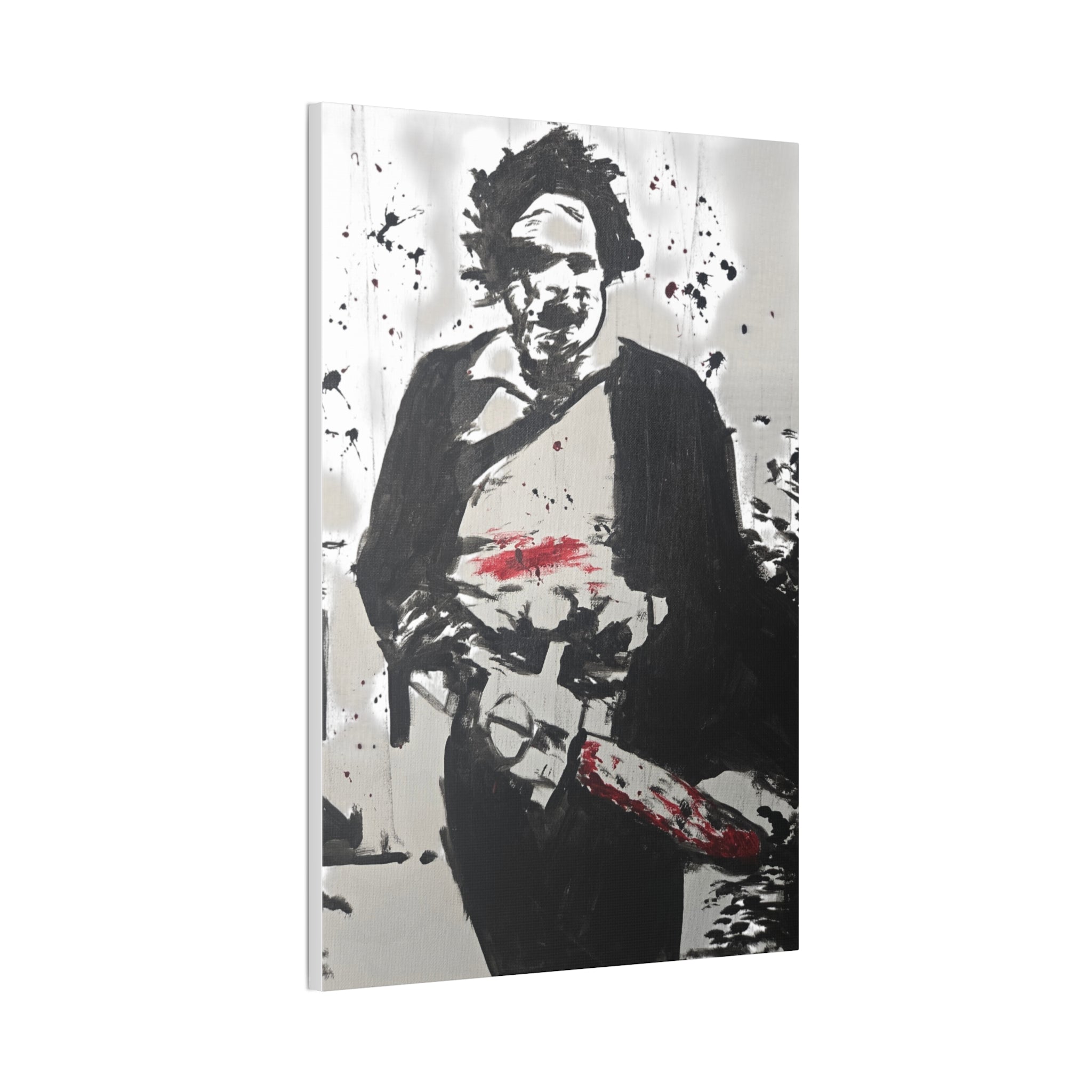 Canvas Print - Grungy Chainsaw Killer Black & White Pop Art