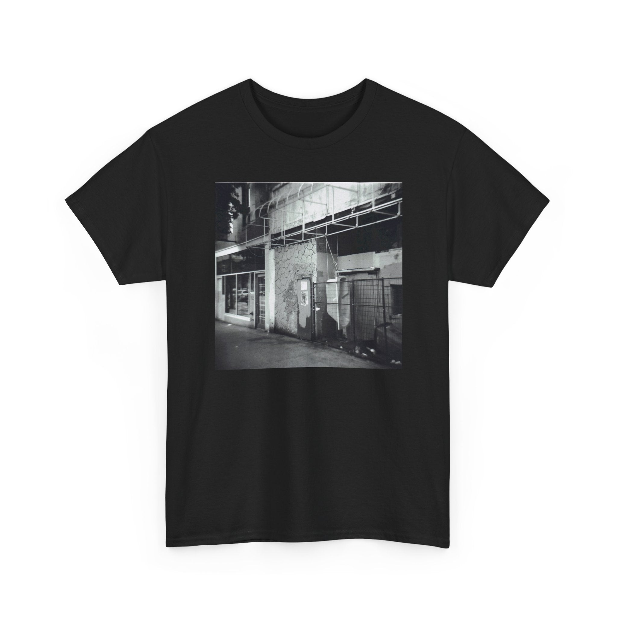 Urban Alleyway Photo Tee — Black & White Street Scene T-Shirt