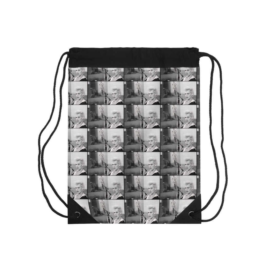Vintage Film Noir Photo Pattern Drawstring Bag — Retro Black & White Gamers/Film Fans