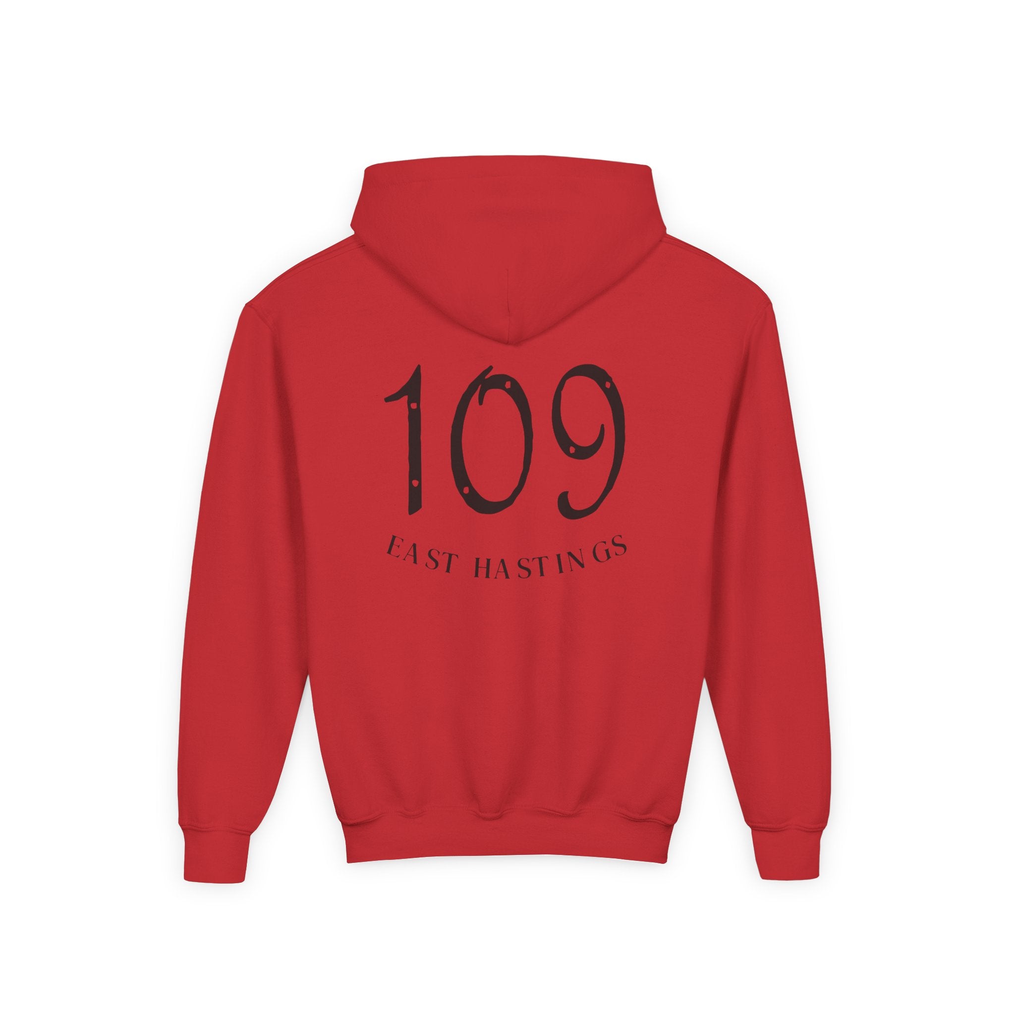 Youth Hoodie – SBC Restaurant Graphic Hoodie with '109 Last Hastings' Back Print