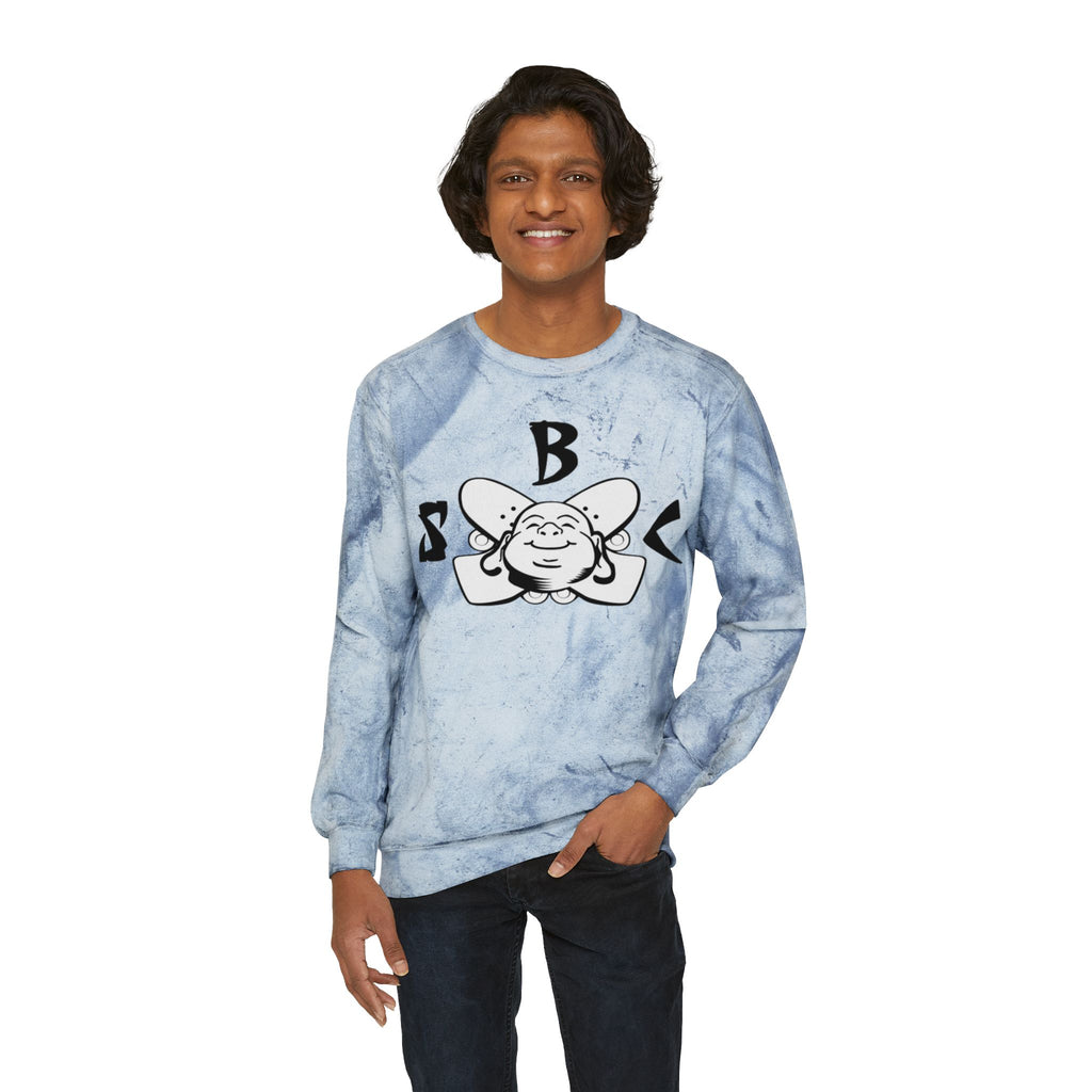 Marble Tie-Dye Crewneck Sweatshirt with Smiling Bee Logo