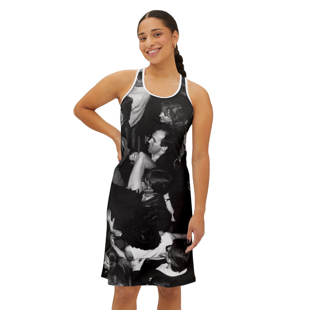 Black & White Crowd Photo Racerback Dress