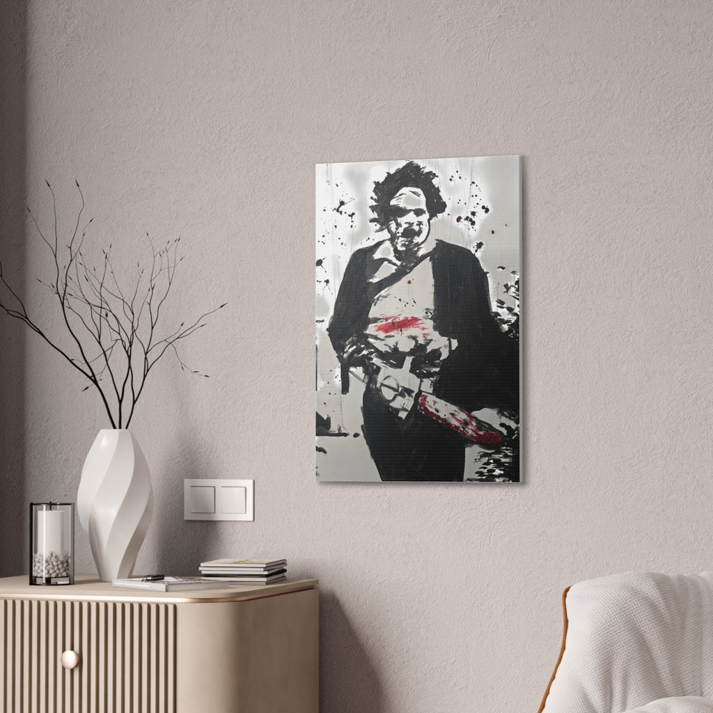 Canvas Print - Grungy Chainsaw Killer Black & White Pop Art