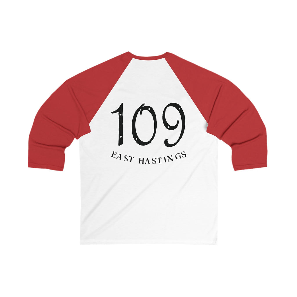 Baseball Tee — '109 East Hastings' Street Art Raglan with Buddha Crest