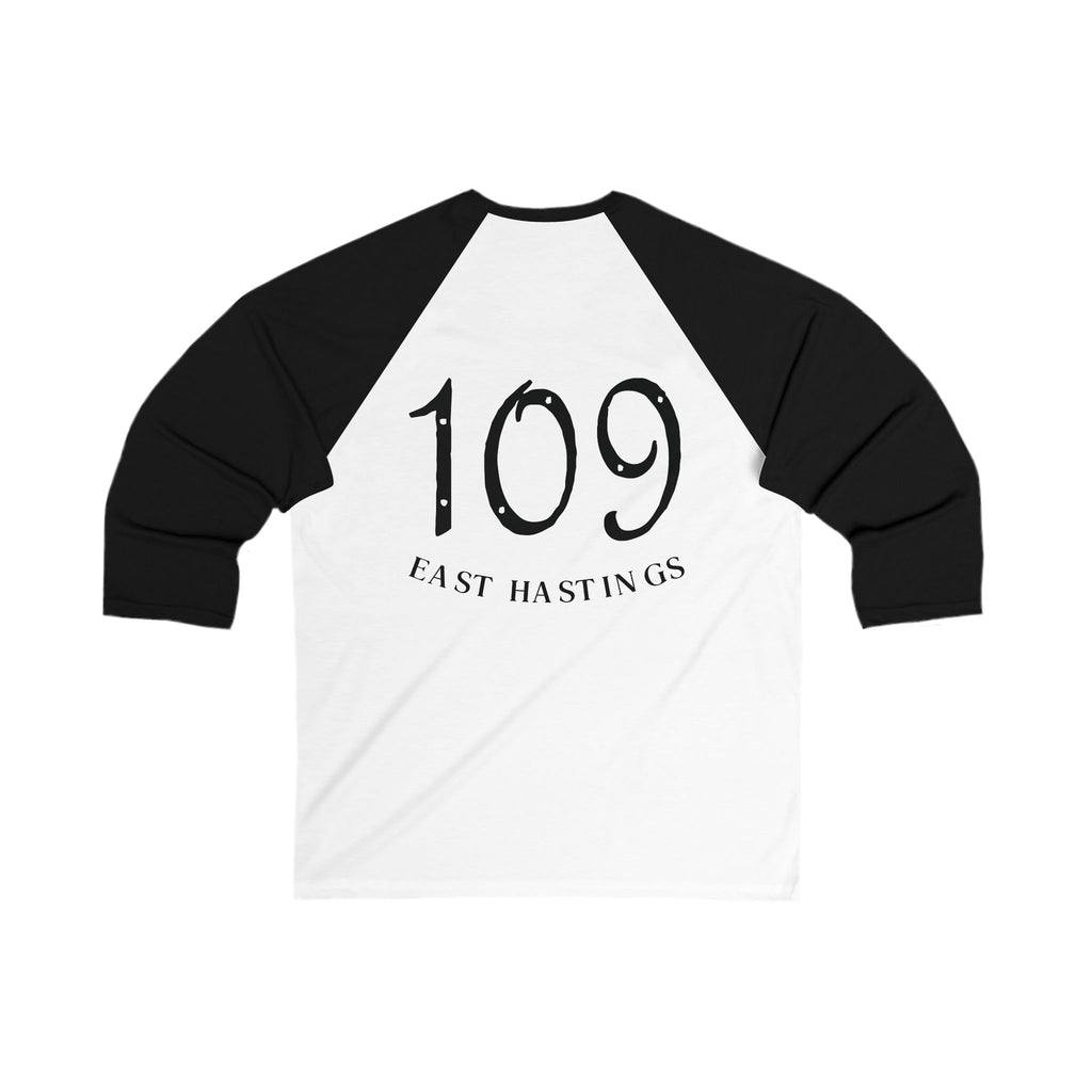 Baseball Tee — '109 East Hastings' Street Art Raglan with Buddha Crest