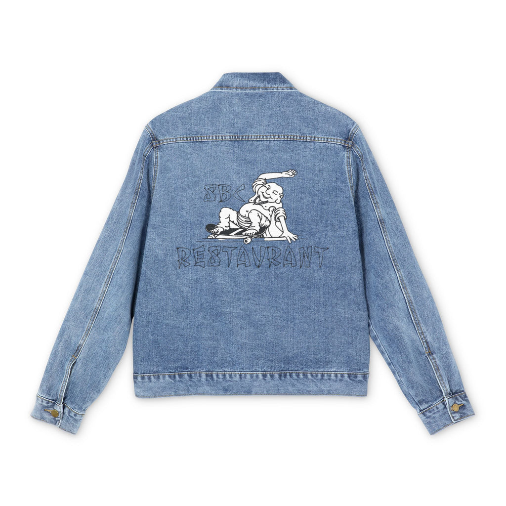 Men's Denim Jacket with Retro Floral 'Cabaret' Back Print – Vintage Rockabilly Trucker Coat