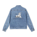 Men's Denim Jacket with Retro Floral 'Cabaret' Back Print – Vintage Rockabilly Trucker Coat