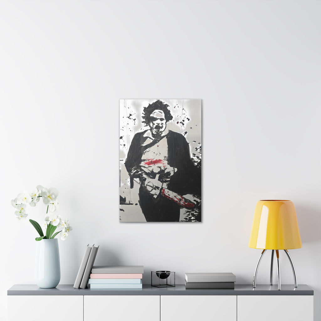 Canvas Print - Grungy Chainsaw Killer Black & White Pop Art