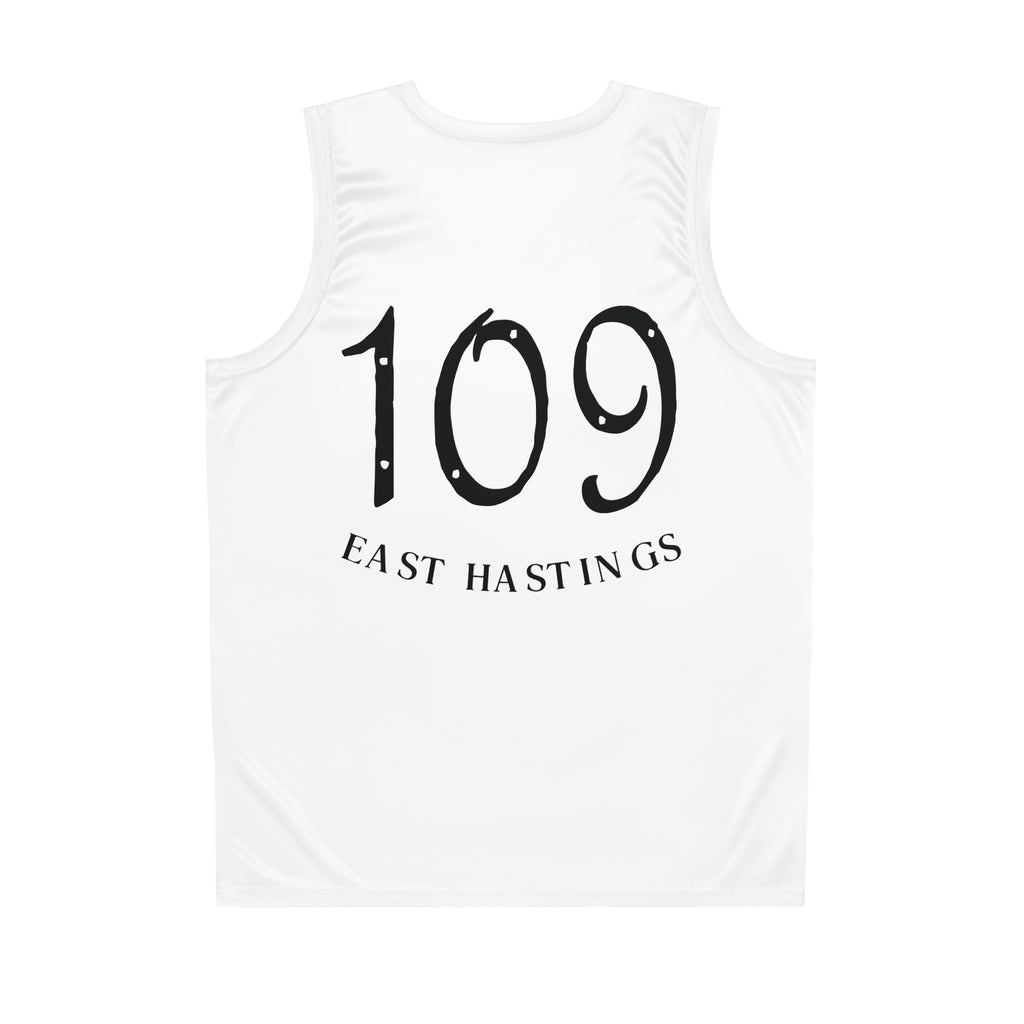 East Hastings 109 Basketball Jersey — Vintage Tattoo-Style Graphic AOP