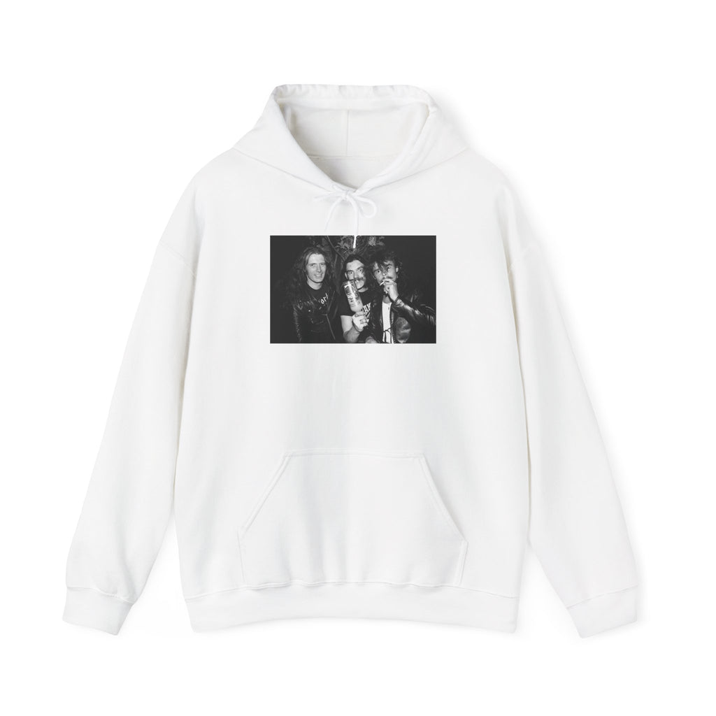 Motorhead early photos— Vintage Black & White bev davies first time being printed on clothing.