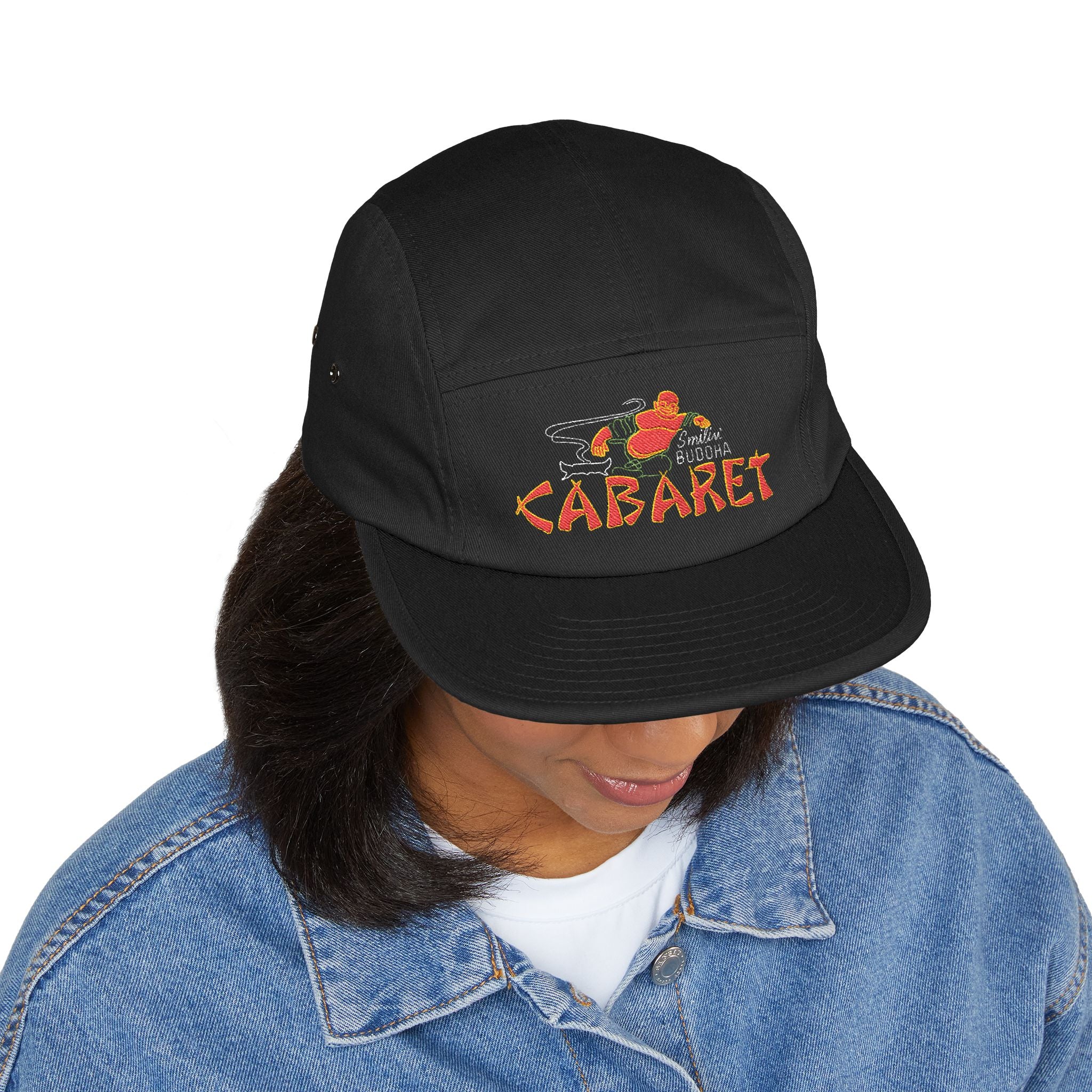 Embroidered 'Cabaret' 5-Panel Cap — Retro Stage Graphic Hat