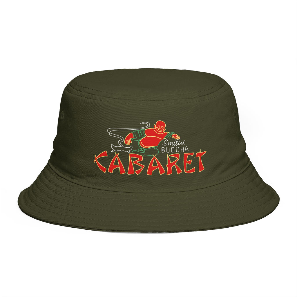 Bucket Hat — Retro 'Smokin' Buddha Cabaret' Embroidered Festival Hat