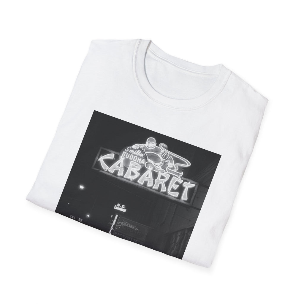 Cabaret Neon Sign T-Shirt — Vintage Black & White Nightlife Tee