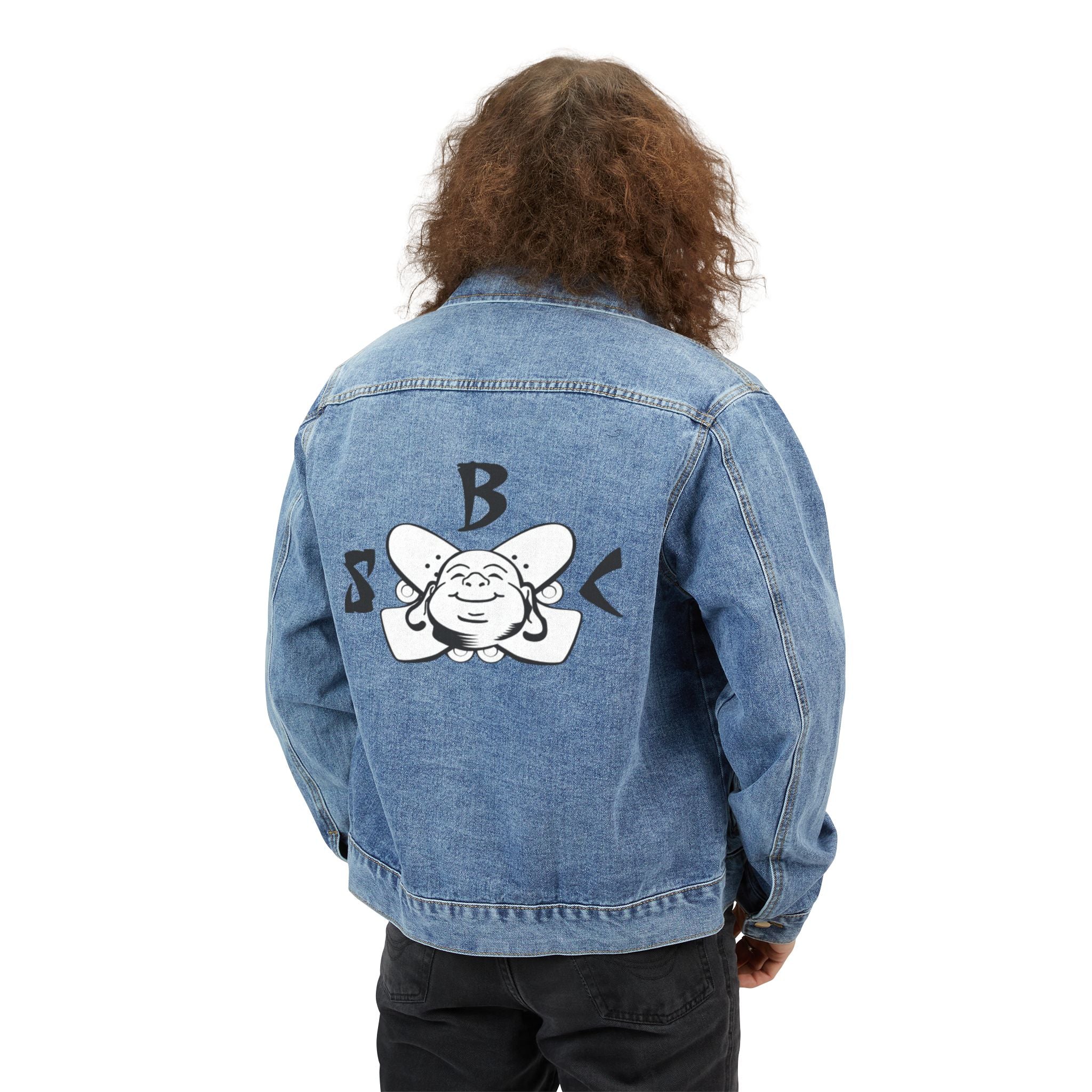 Denim Jacket — Smiling Flower Graphic Back Logo